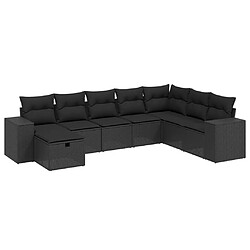 vidaXL Salon de jardin 8 pcs avec coussins noir résine tressée