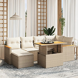 vidaXL Salon de jardin avec coussins 7 pcs beige résine tressée 