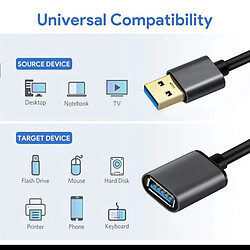 Câble USB 3.0 Rallonge 2M Compatible avec Clé USB Manette de Jeu,Disque Dur Externe,Clavier,Souris - Visiodirect -