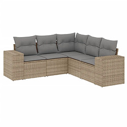 vidaXL Salon de jardin avec coussins 5 pcs beige résine tressée