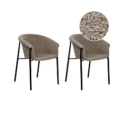 Beliani Chaise de salle à manger Set de 2 Bouclé Taupe AMES