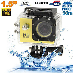 Yonis Caméra sport waterproof Camera Embarquée Sport LCD Caisson Étanche Waterproof 12 Mp Full HD 1080P Jaune - YONIS