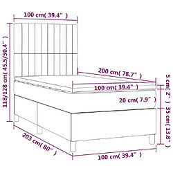 Acheter vidaXL Sommier à lattes de lit et matelas et LED Crème 100x200cm Tissu