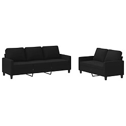 vidaXL Ensemble de canapés 2 pcs avec coussins Noir Tissu