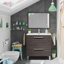 Dansmamaison Meuble vasque 2 tiroirs 80 cm + vasque + miroir Gris Cendré - BANRU Meuble vasque 2 tiroirs 80 cm + vasque + miroir Gris Cendré - BANRU - L 80 x l 45 x H 80 cm