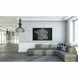 Paris Prix Tableau 3 Panneaux Text Map of France on the Black Background 40 x 60 cm