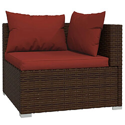 Acheter vidaXL Salon de jardin 3 pcs avec coussins Marron Résine tressée