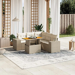 vidaXL Salon de jardin avec coussins 6 pcs beige résine tressée