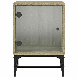 Acheter Maison Chic Table de chevet | Table de nuit avec porte en verre chêne sonoma 35x37x50 cm -GKD32580