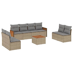 Maison Chic Salon de jardin avec coussins 9 pcs | Ensemble de Table et chaises | Mobilier d'Extérieur beige résine tressée -GKD48327