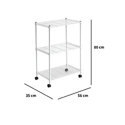 Acheter Catter House Étagère de Rangement à 3 Niveaux Aéré et Roues CATTERHOUSE Klaus 80 - 56x35x80 cm Charge Lourde 105 Kg Cadre en Acier Blanc