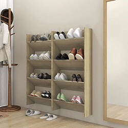 Maison Chic Lot de 4 Armoire à Chaussures murales,Meuble de Rangement à Chaussures Chêne Sonoma 60x18x60 cm -MN35734