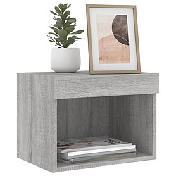 Maison Chic Table de chevet murale - Table de Nuit avec lumières LED sonoma gris pas cher