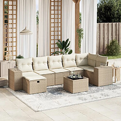 vidaXL Salon de jardin avec coussins 8 pcs beige résine tressée