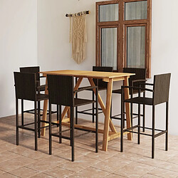 Maison Chic Table de bar et chaises d'extérieur 7 pcs,Ensemble de bar de jardin pour relax Marron -GKD221385