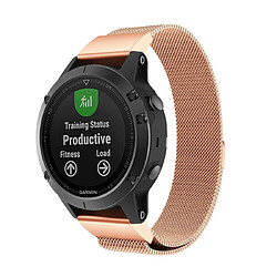 Wewoo Bracelet pour montre connectée Garmin Fenix 5 Milan Metal en acier inoxydable métaltaille 20 mm or rose 