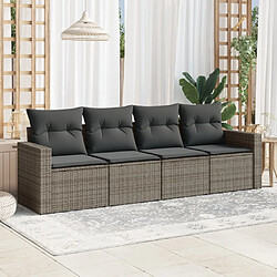 Maison Chic Salon de jardin 4 pcs avec coussins | Ensemble de Table et chaises | Mobilier d'Extérieur gris résine tressée -GKD95038