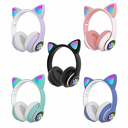 Avis Aks-28 Rgb Chat Oreille Bluetooth Casque Stéréo Musique Casque Sans Fil Microphone Contrôle Téléphone Écouteur Violet