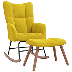 vidaXL Chaise à bascule avec repose-pied Jaune moutarde Velours