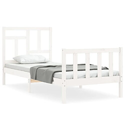 Maison Chic Cadre/structure de lit avec tête de lit pour adulte - Lit Moderne Chambre blanc simple bois massif -MN32437