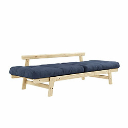 Acheter Inside 75 Banquette convertible futon STEP pin massif coloris marine couchage 70*200 cm.