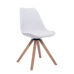 Decoshop26 Chaise de salle à manger x1 chaise visiteur assise pivotant à 360° en PVC et plastique blanc piètement en bois carré clair 10_0003471 