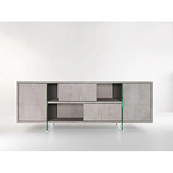 Avis Inside 75 Buffet/Meuble TV design MADY 180cm gris béton portes coulissantes et piètement en verre