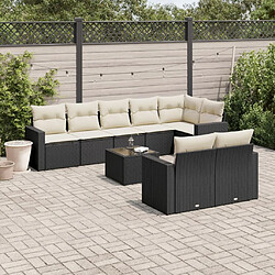 Maison Chic Ensemble Tables et chaises d'extérieur 9 pcs avec coussins,Salon de jardin noir résine tressée -GKD512777