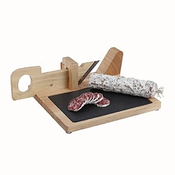 Kitchen Artist Guillotine à saucisson en bois avec plateau ardoise