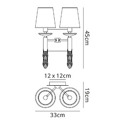 Luminaire Center Applique murale Tiffany avec interrupteur 2+2 Ampoules E14+G9, laiton antique avec Abat jour bronzes & cristal transaparent