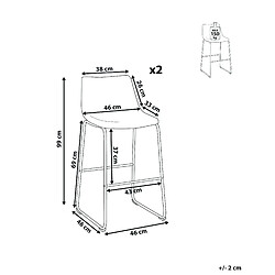 Avis Beliani Tabouret de bar Set de 2 Tissu Gris FRANKS