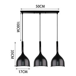 Stoex Lustre Rétro Lampe À Suspension Moderne Nordique Suspension Lustre Vintage À 3 Lumières Pour Café, Bureau, Salon, Cuisine Noir pas cher