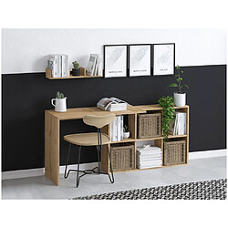 Vente-Unique Bureau 6 niches avec étagère murale - Coloris : Naturel - KADONA 