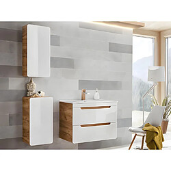 Vente-Unique Colonne de salle de bain coloris naturel et blanc - L35 x l22 x H75 cm - ARUBA