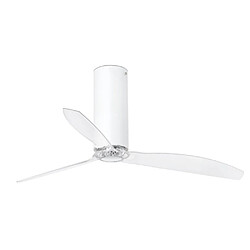 Faro Barcelona Ventilateur de plafond blanc mat et transparent avec moteur à courant continu intelligent - Télécommande incluse