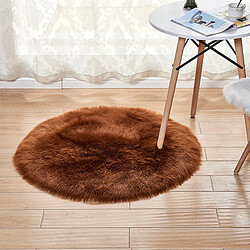 LUUCOZK Tapis moelleux en fausse fourrure, tapis à poils longs pour chambre à coucher et salon – Rond marron café-50x50 cm 