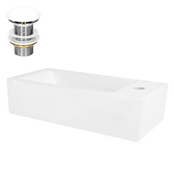 ML-Design Lavabo en céramique blanc trou de robinet à gauche avec bonde de vidage 51x25 cm