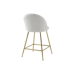 Vente-Unique Lot de 2 tabourets de bar en tissu bouclette et métal doré - Blanc - MELBOURNE pas cher