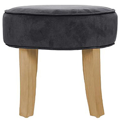 Tabouret rond en pin et polyester coloris gris foncé - Dim : L.35 x l.35 x H.35 cm -PEGANE-