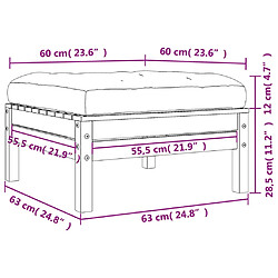 vidaXL Repose-pieds de jardin avec coussins lot de 2 bois massif pin pas cher