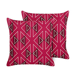 Beliani Lot de 2 coussins de jardin à motif géométrique rose 45 x 45 cm MEZZANO