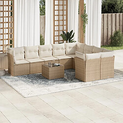 Maison Chic Salon de jardin avec coussins 10 pcs | Ensemble de Table et chaises | Mobilier d'Extérieur beige résine tressée -GKD68765