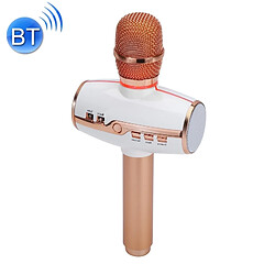 Wewoo Micro sans fil or rose pour ordinateur portable, PC, haut-parleur, casque, iPad, iPhone, Galaxy, Huawei, Xiaomi, LG, HTC et autres smartphone haute qualité sonore KTV Karaoke enregistrement coloré RVB néon lumières Bluetooth sans microphone à condensateur 