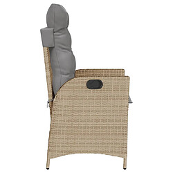 Acheter vidaXL Chaise inclinable de jardin coussins mélange beige poly rotin