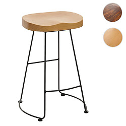 Mendler Tabouret de bar HWC-N25, chaise de bar tabouret de comptoir tabouret de cuisine, repose-pieds Industrial métal bois massif structure 3D ~ naturel 