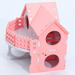 maison Hamster bois Escalier Toboggan rose pas cher