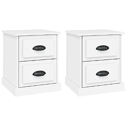 vidaXL Tables de chevet 2 pcs blanc 39x39x47,5 cm bois d'ingénierie