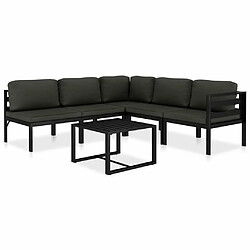 Maison Chic Ensemble Tables et chaises d'extérieur 6pcs avec coussins,Salon de jardin Aluminium Anthracite -GKD719948