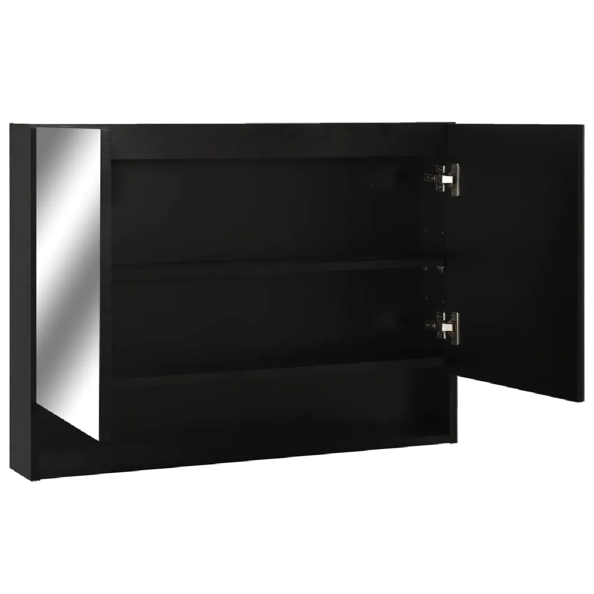 Helloshop26 Armoire à miroir de salle de bain led 80 x 15 x 60 cm MDF noir 02_0006734