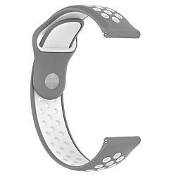 Wewoo Bracelet pour montre connectée Bande de à double couleur Galaxy S3 Ticwatch Pro Gris Blanc